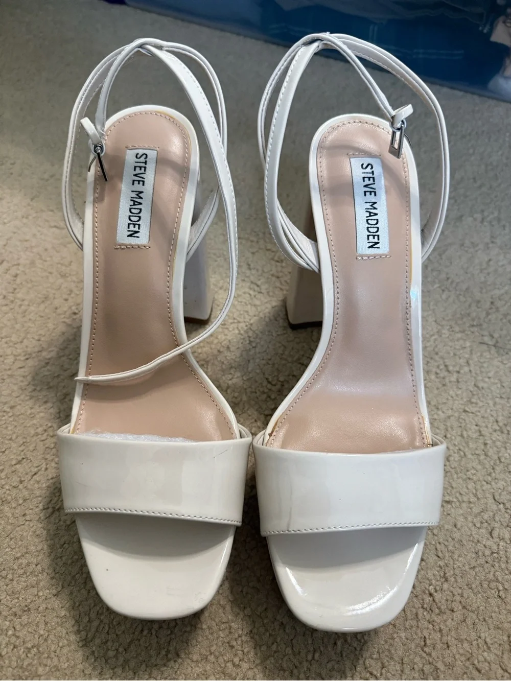 Steve Madden Lessa Bone Patent Platform Block Heels Size 9.5
